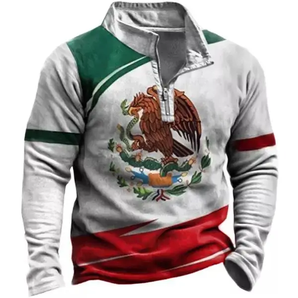 Mexico Flag 3d Printing Long Sleeve Polo Shirt Men's Zipper Sweatshirt Pullover Green Half Zipper Graphic Printing Polo Shirt
Mexico Flag 3d Printing Long Sleeve Polo Shirt Men's Zipper Sweatshirt Pullover Green Half Zipper Graphic Printing Polo Shirt
