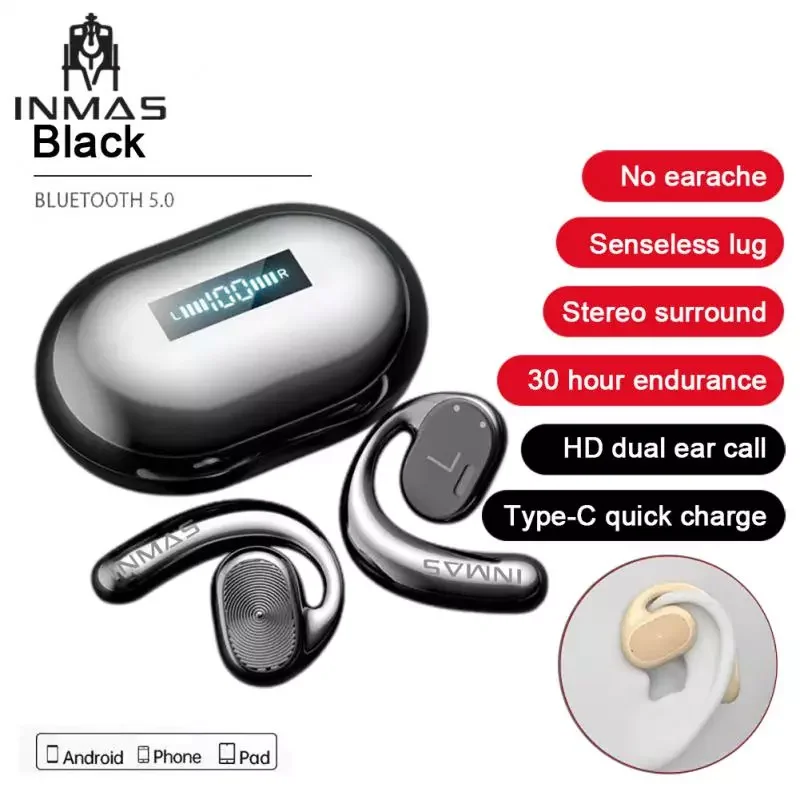 NEW2023 INMAS Air Conduction Bluetooth Earphones Sport Waterproof Led Display Wireless Headphones HiFi Stereo Earbuds Headsets w
NEW2023 INMAS Air Conduction Bluetooth Earphones Sport Waterproof Led Display Wireless Headphones HiFi Stereo Earbuds Headsets w