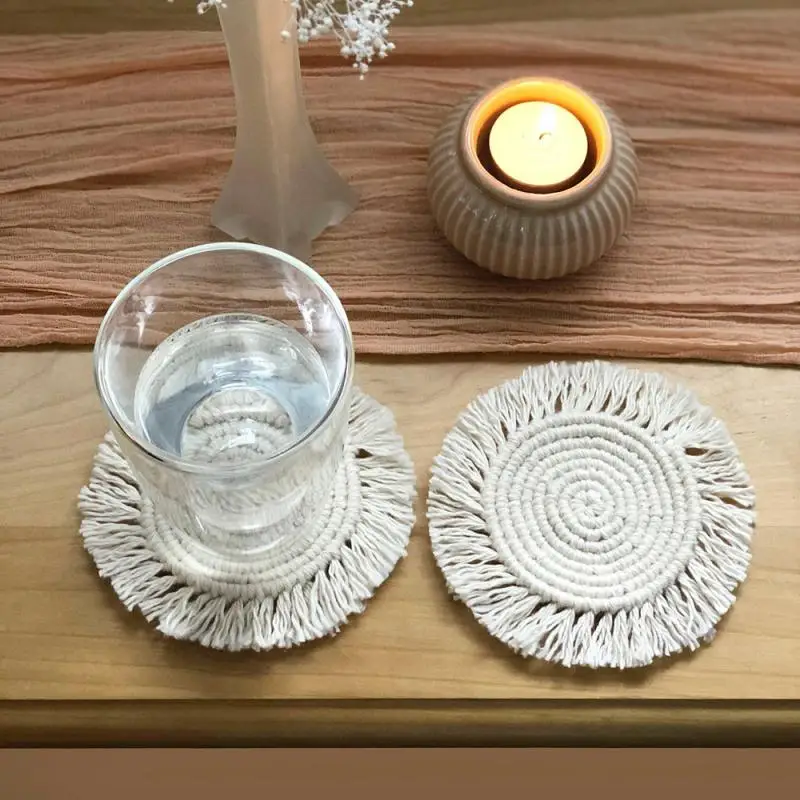 Cotton Braid Coaster Home Creative Handmade Cup Mat Bohemia Style Kitchen Accessories Non-Slip Macrame Cup Cushion Home Decor
Cotton Braid Coaster Home Creative Handmade Cup Mat Bohemia Style Kitchen Accessories Non-Slip Macrame Cup Cushion Home Decor