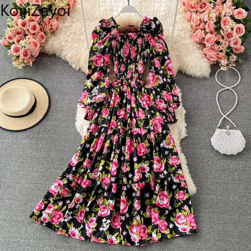 Koijizayoi Women High Waist Floral Dress Puff Sleeve Summer French Square Neck Dresses High Waist Swing Retro Vestidos Chic
Koijizayoi Women High Waist Floral Dress Puff Sleeve Summer French Square Neck Dresses High Waist Swing Retro Vestidos Chic