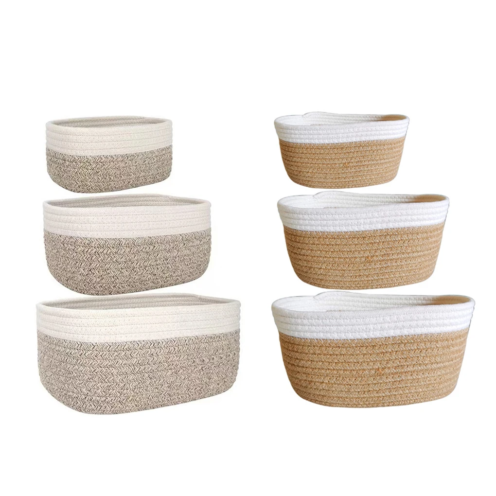 3 Pieces Storage Basket Cotton Rope Woven Organizer Color Matching Knitted Desktop Box Bin Large Capacity Gray
3 Pieces Storage Basket Cotton Rope Woven Organizer Color Matching Knitted Desktop Box Bin Large Capacity Gray
