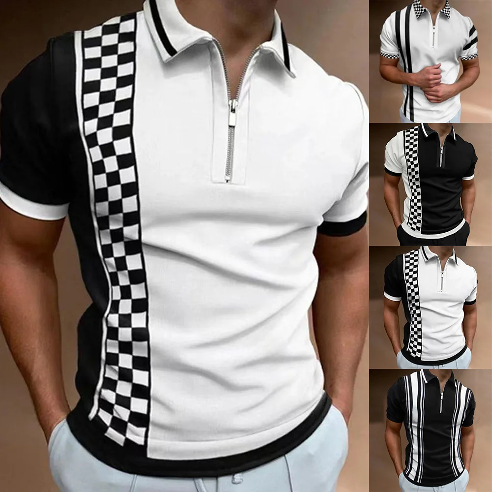 Men's Summer Casual Polo Shirt Turn Down Collar Zipper Stripe Print T-Shirt Solid Color Gulf Clothing Business Tops Tees
Men's Summer Casual Polo Shirt Turn Down Collar Zipper Stripe Print T-Shirt Solid Color Gulf Clothing Business Tops Tees