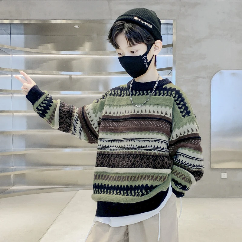 Autumn Winter Boys Sweaters Coat Kids Knitting Pullovers Jumpers Tops 5-14 Year Casual Cartoon Long Sleeve Warm Sweaters Clothes
Autumn Winter Boys Sweaters Coat Kids Knitting Pullovers Jumpers Tops 5-14 Year Casual Cartoon Long Sleeve Warm Sweaters Clothes