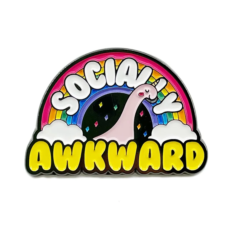 

Socially Awkward Enamel Pins Social Phobia Metal Brooch Bag Decoration Badge Jewelry Accessory