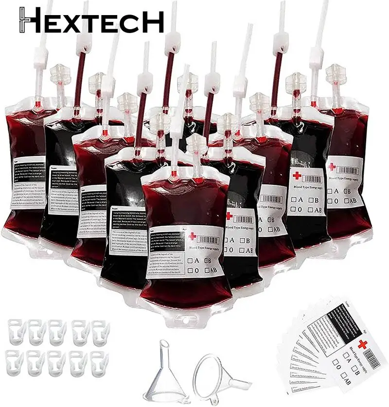 10pcs/lot 350ml Halloween Blood Bag For Drinks PVC Drink Pouches Vampire Theme Party Props Horror Halloween Party Accessories
10pcs/lot 350ml Halloween Blood Bag For Drinks PVC Drink Pouches Vampire Theme Party Props Horror Halloween Party Accessories