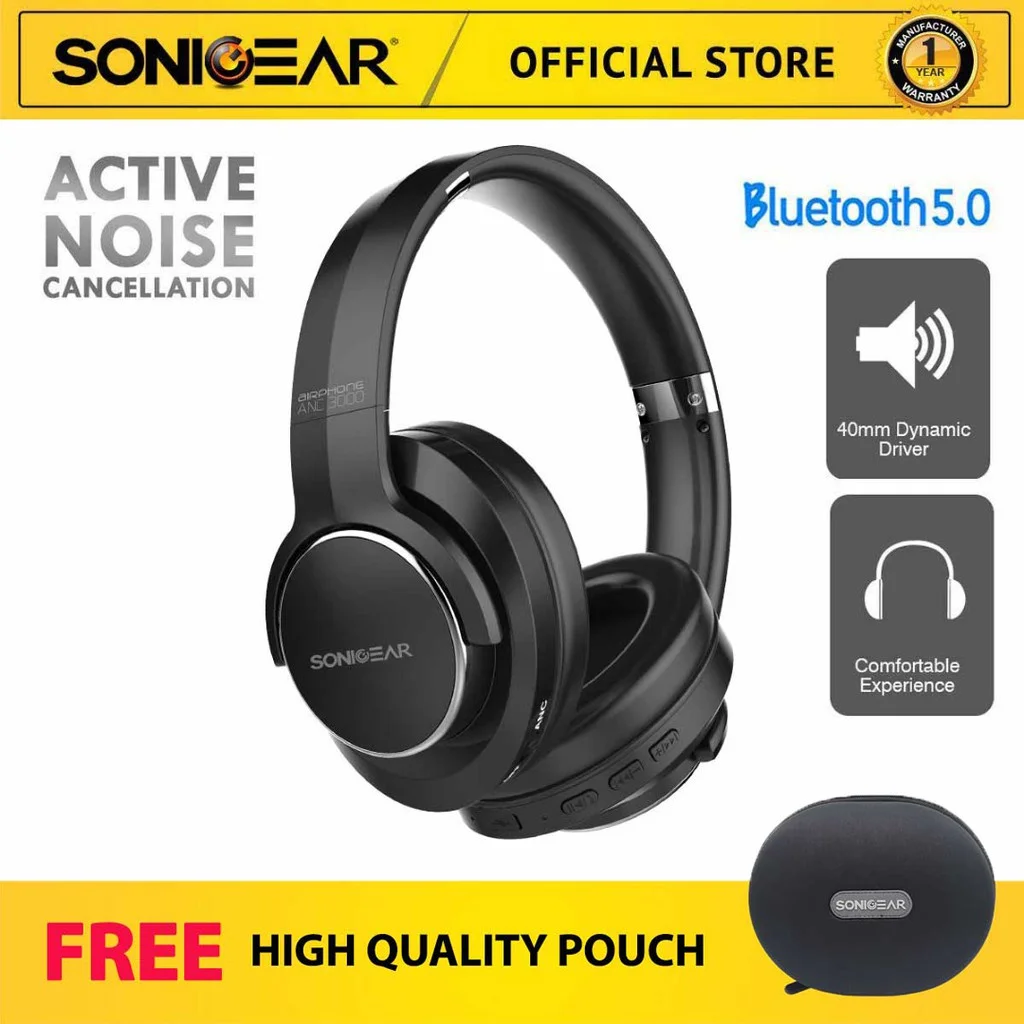SonicGear AirPhone ANC3000 Active Noise Cancelling Bluetooth Headphone | Free Pouch
SonicGear AirPhone ANC3000 Active Noise Cancelling Bluetooth Headphone | Free Pouch