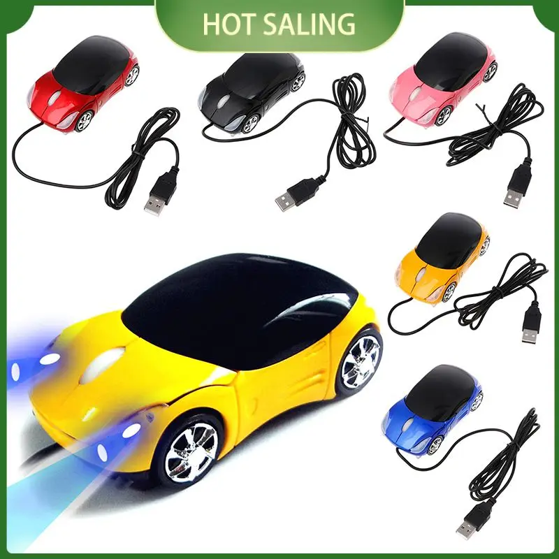 

Durable Ferrari Wired Mouse 1000DPI Mini Car Shape USB 3D Optical Innovative 2 Headlights Gaming Mouse For PC Laptop Computer