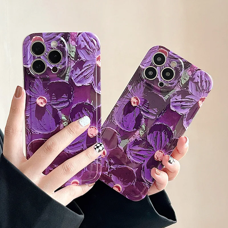 Purple Oil Painting Flower Phone Case For iPhone 14 Pro Plus 11 12 13 Pro 12Pro Max Camera Protection Shockproof Soft IMD Cover
Purple Oil Painting Flower Phone Case For iPhone 14 Pro Plus 11 12 13 Pro 12Pro Max Camera Protection Shockproof Soft IMD Cover