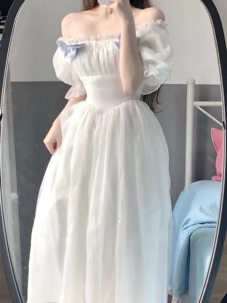 France Fairy Sweet Women Dresses Vintage Evening Party Midi Dresses Casual Designer Chic Princess Korean Retro White Dress 2022
France Fairy Sweet Women Dresses Vintage Evening Party Midi Dresses Casual Designer Chic Princess Korean Retro White Dress 2022