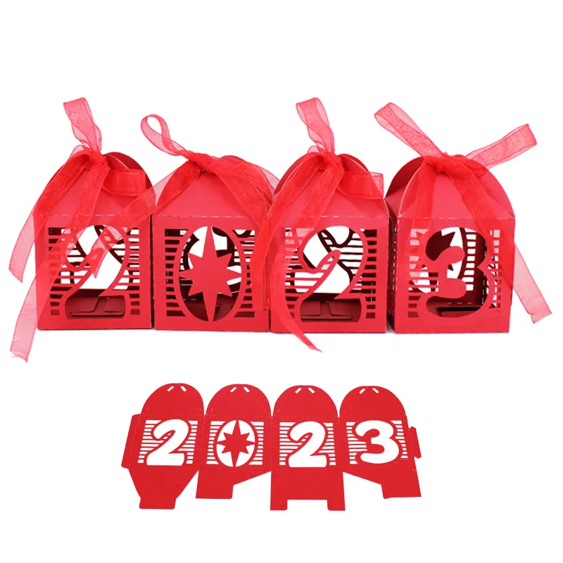 

Рождественская 2023 коробка для конфет с лазерной резкой, китайская Новогодняя Подарочная коробка, маленькие свадебные украшения вечерние коробки для подарков