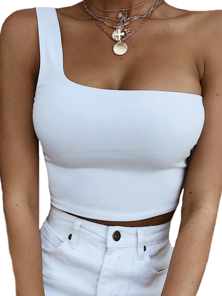 CUHAKCI Summer Tees Beach Fashion Women One Shoulder Tops Holiday Sleeveless Tank Solid White Black Red Backless Crop
CUHAKCI Summer Tees Beach Fashion Women One Shoulder Tops Holiday Sleeveless Tank Solid White Black Red Backless Crop