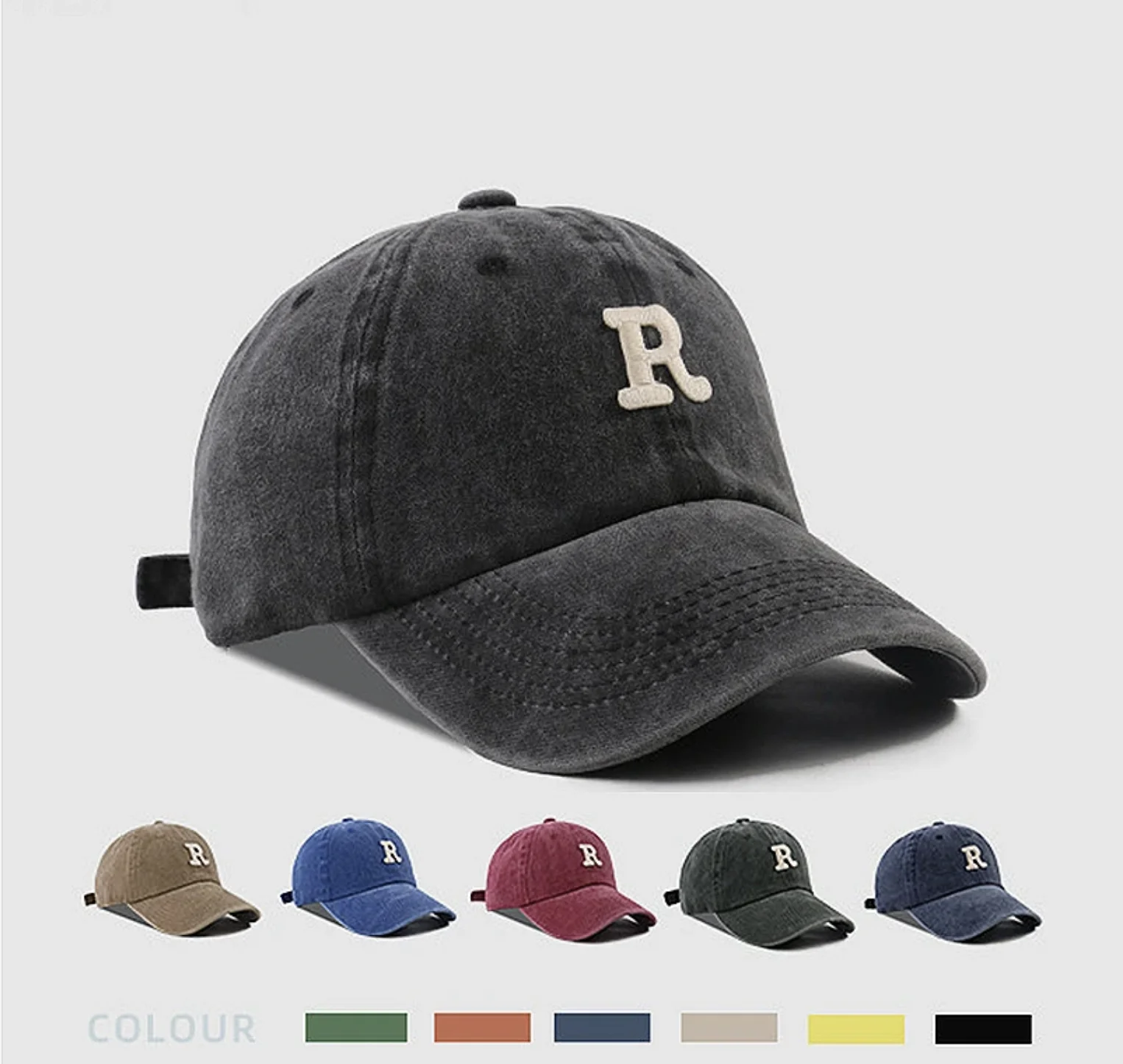 Retro Washed Cotton Baseball Cap Unisex Letter R Embroidery Snapback Hat Hip Hop Bonnet Outdoor Sun Visors Casual Trucker Caps
Retro Washed Cotton Baseball Cap Unisex Letter R Embroidery Snapback Hat Hip Hop Bonnet Outdoor Sun Visors Casual Trucker Caps