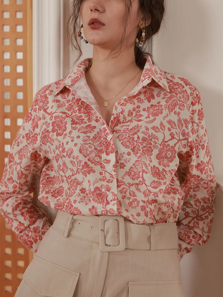 Women Floral Print Sweet Shirt Spring Summer 2023 New French Ladies Long-Sleeved Turn-Down Collar Single-Breasted Blouse
Women Floral Print Sweet Shirt Spring Summer 2023 New French Ladies Long-Sleeved Turn-Down Collar Single-Breasted Blouse