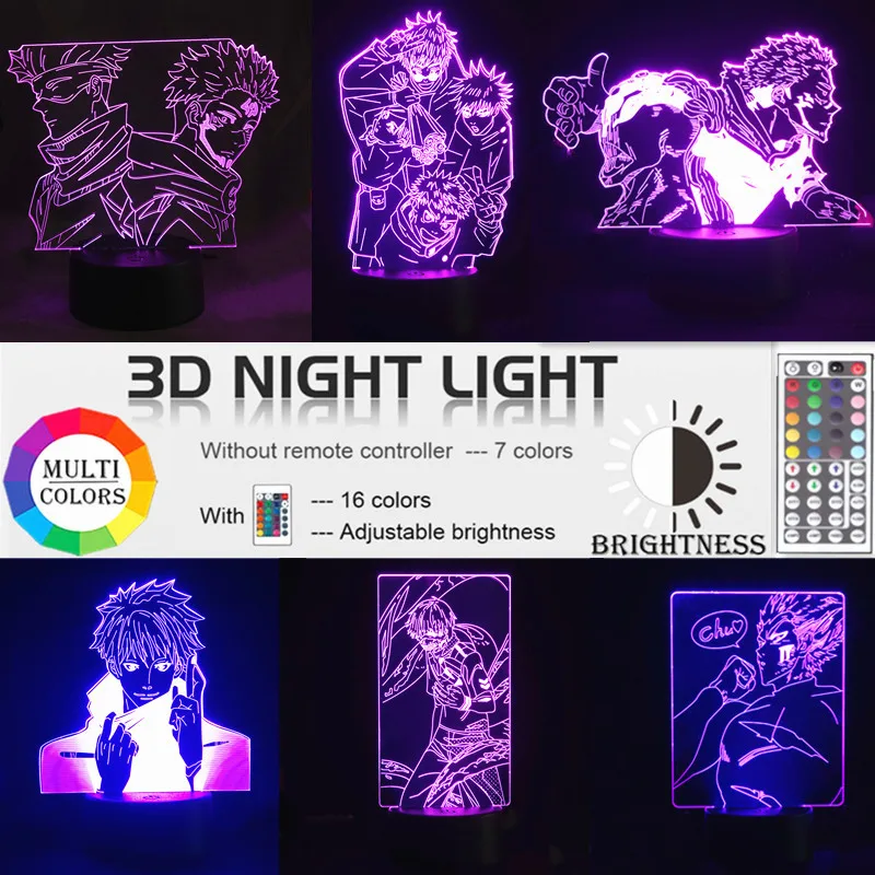 Anime 3d Lamp Acrylic Led Night Light With Motion Sensor Jujutsu Kaisen Manga 7/16 Color Change Child Room Home Decor Kids Gift 
Anime 3d Lamp Acrylic Led Night Light With Motion Sensor Jujutsu Kaisen Manga 7/16 Color Change Child Room Home Decor Kids Gift