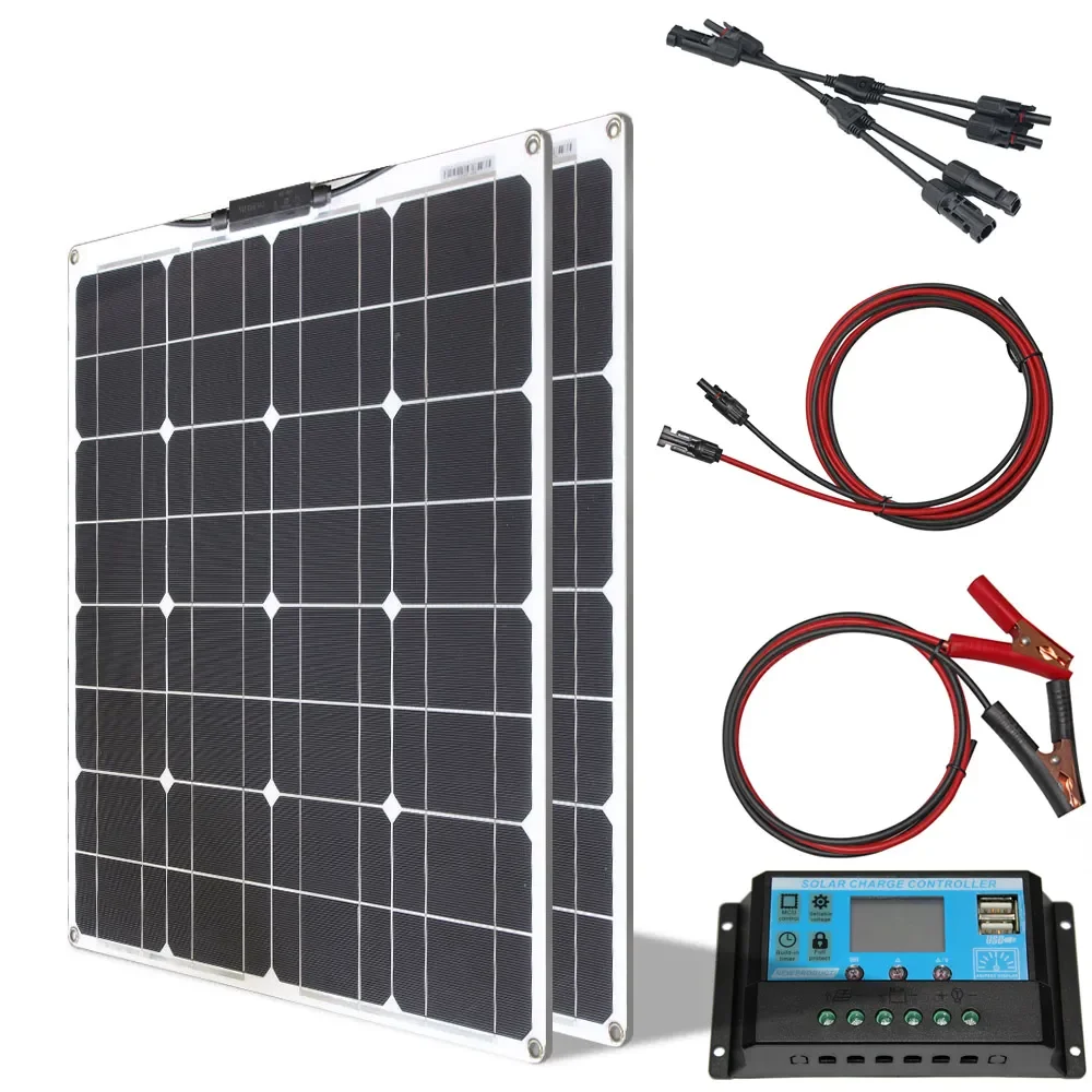 Solar Panel 50w Flexible 100w Solar System Mono Cell Module 12v/24v/10A Controller Cable DIY Kit Charge for Fishing Boat Cabin
Solar Panel 50w Flexible 100w Solar System Mono Cell Module 12v/24v/10A Controller Cable DIY Kit Charge for Fishing Boat Cabin