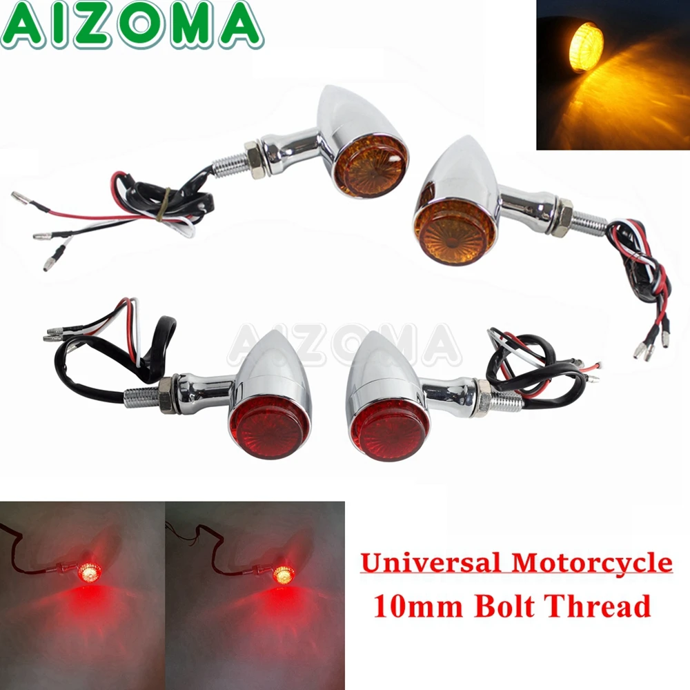4PCS Universal 10mm Bullet LED Light Front Amber Turn Signal Rear Red Flasher Tail Brake Indicator Lamp For Motorcycle Motorbike
4PCS Universal 10mm Bullet LED Light Front Amber Turn Signal Rear Red Flasher Tail Brake Indicator Lamp For Motorcycle Motorbike