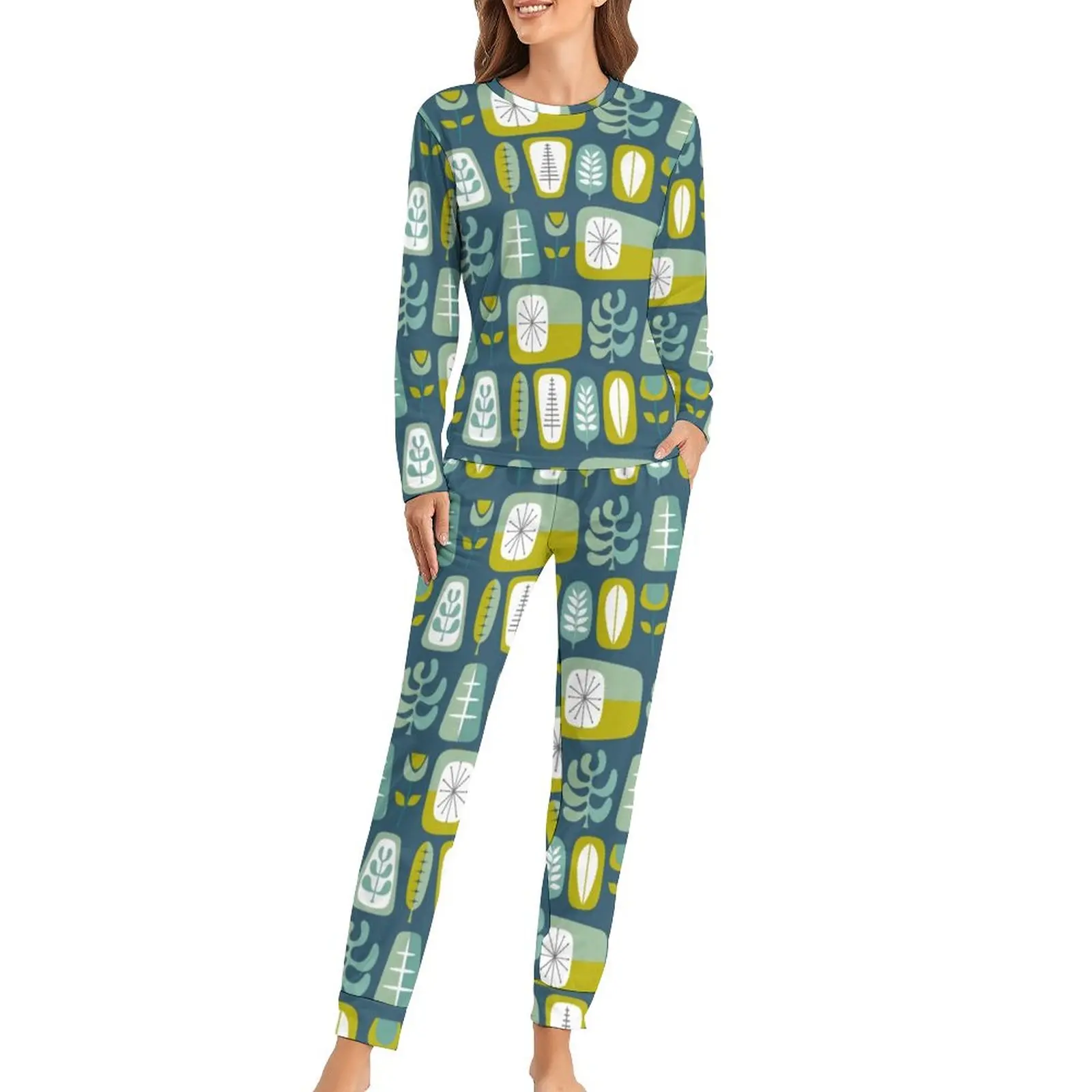 Mid Century Modern Pajamas Daily Modernist Atomic Design Night Oversize Home Suit Womens Long Sleeves Custom Cute Pajama Set 
Mid Century Modern Pajamas Daily Modernist Atomic Design Night Oversize Home Suit Womens Long Sleeves Custom Cute Pajama Set
