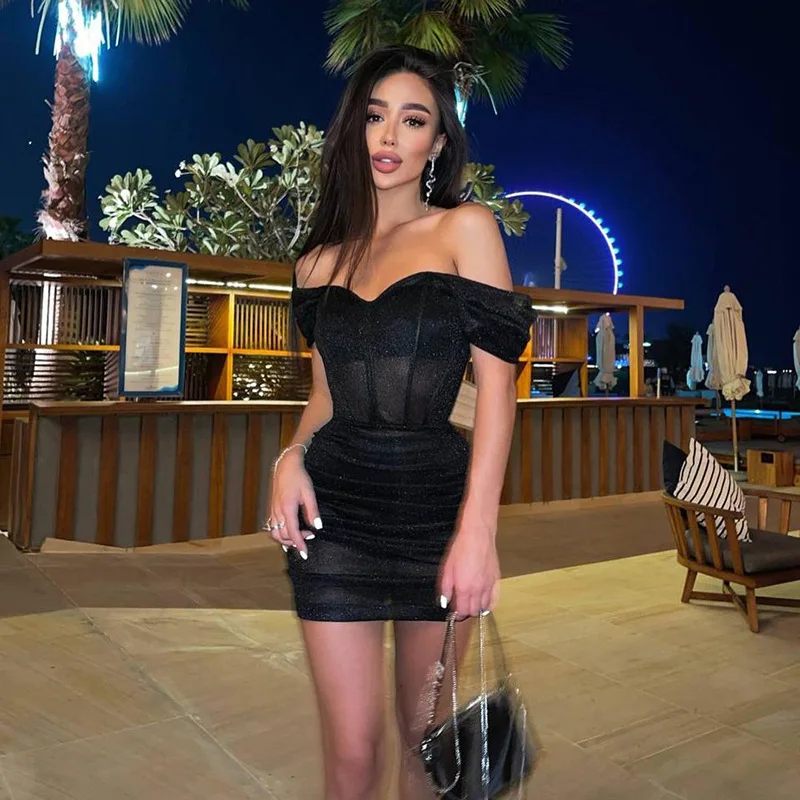 Bodycon Dress Sexy Black One Shoulder Mini Dress Elegant Backless Folds Hip Summer Party Dresses 2022
Bodycon Dress Sexy Black One Shoulder Mini Dress Elegant Backless Folds Hip Summer Party Dresses 2022