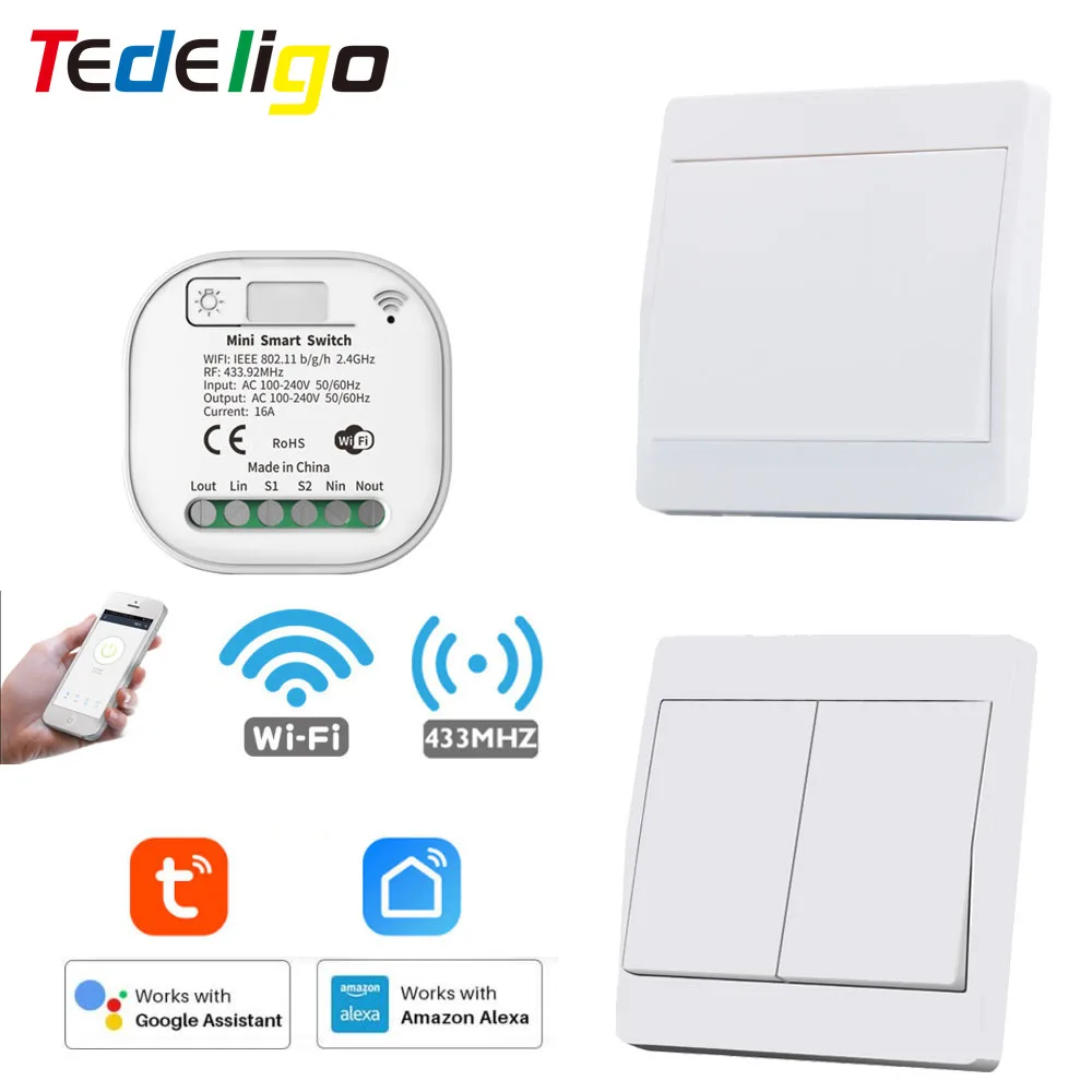 Tuya Smart WiFi and Rf Light Switch 433MHz Kinetic Wall Switch No Battery Need Wireless Remote Control Timing 220V 16A for Alexa
Tuya Smart WiFi and Rf Light Switch 433MHz Kinetic Wall Switch No Battery Need Wireless Remote Control Timing 220V 16A for Alexa