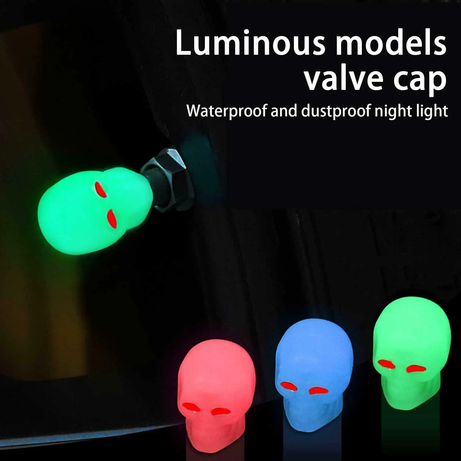 4pc Skull Tire Valve Cap Luminous Car Wheel Prank Dust Cover Glow In The Dark Accessories High Quality Tire Luminous Valve Caps
4pc Skull Tire Valve Cap Luminous Car Wheel Prank Dust Cover Glow In The Dark Accessories High Quality Tire Luminous Valve Caps