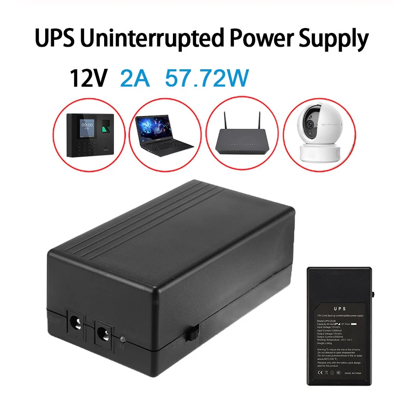 

12V 2A 57.72W UPS Uninterrupted Security Standby Power Supply UPS Emergency Backup Power Mini Battery For Camera Router Monitor
