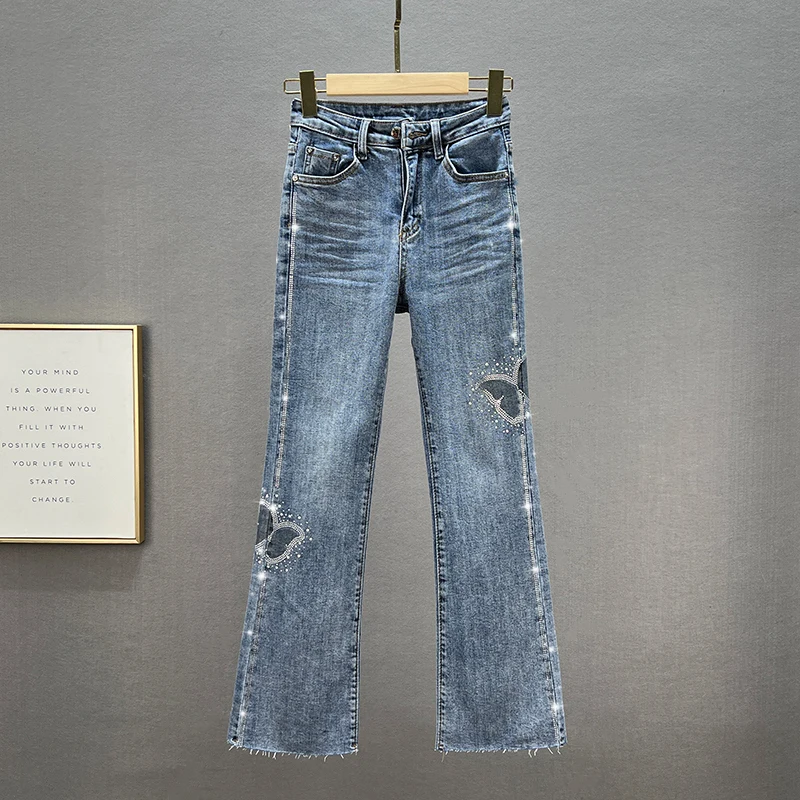 Rhinestone Jeans Women's Fashionable Spring Pants 2022 New Elastic High Waist Slim Jean Bootcut Trousers Ladies Flared Pants
Rhinestone Jeans Women's Fashionable Spring Pants 2022 New Elastic High Waist Slim Jean Bootcut Trousers Ladies Flared Pants