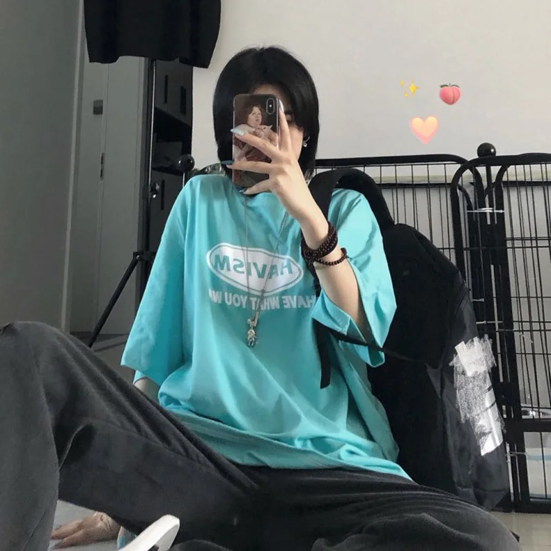 Japanese Summer Women Blue Short-Sleeved t-Shirt Vintage Aesthetic Egirl Tops Oversized Korean Clothes Grunge Student Clothing
Japanese Summer Women Blue Short-Sleeved t-Shirt Vintage Aesthetic Egirl Tops Oversized Korean Clothes Grunge Student Clothing
