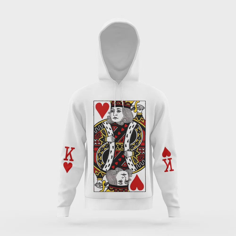 2023 Heart Of The Cards Men's Hoodie 3D Poker Graphic Print Playing Poker King Sweatshirts Hip Hop Style Hooded Fashion Pullover
2023 Heart Of The Cards Men's Hoodie 3D Poker Graphic Print Playing Poker King Sweatshirts Hip Hop Style Hooded Fashion Pullover