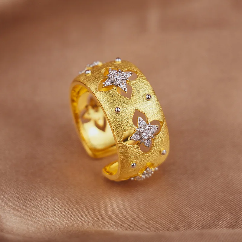 Italian hand-made brushed court style two-color craft cloth qi ratty ring women's gold plating does not fade
Italian hand-made brushed court style two-color craft cloth qi ratty ring women's gold plating does not fade