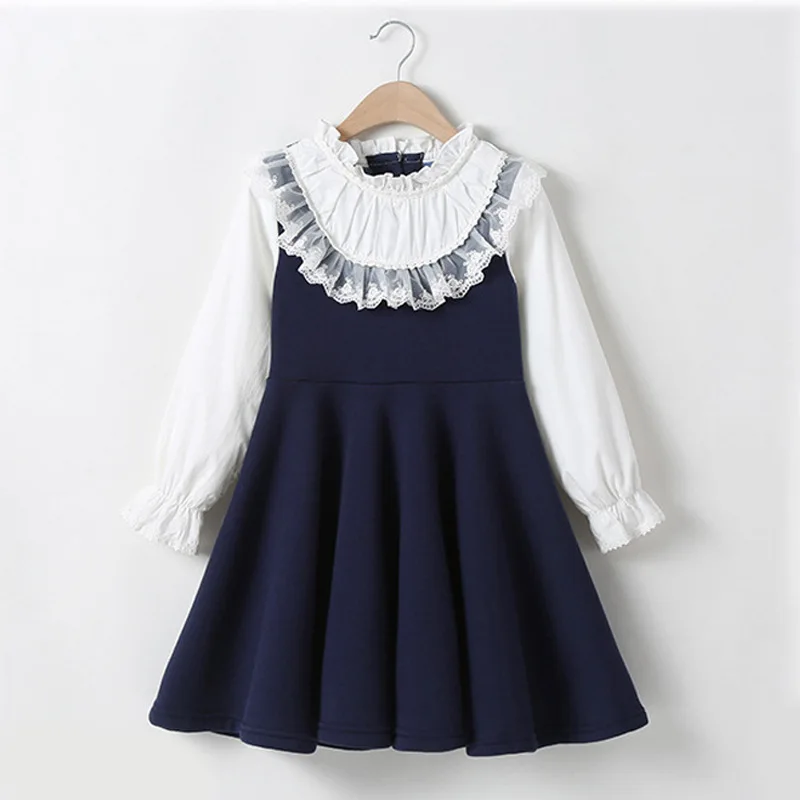 Girl's Long Sleeved Dress Spring and Autumn College Style Princess Dresses for 4-13 Years Old Elegant Patchwork Lace Long Skirt
Girl's Long Sleeved Dress Spring and Autumn College Style Princess Dresses for 4-13 Years Old Elegant Patchwork Lace Long Skirt