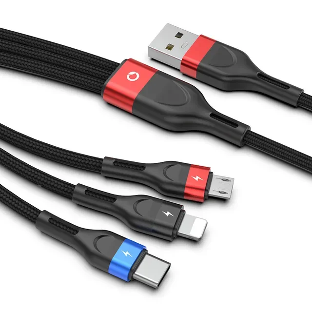3 IN 1 USB Micro USB C Fast Charging Adapter Microusb Type-C Charger Type C 7 11 Cord
3 IN 1 USB Micro USB C Fast Charging Adapter Microusb Type-C Charger Type C 7 11 Cord