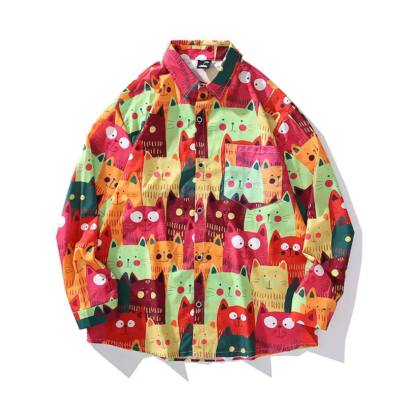 Cartoon Cat Full Print Hawaiian Shirt Men Long Sleeve Casual Shirt Loose Button Up Shirts Women Japanese Harajuku Shirt Autumn
Cartoon Cat Full Print Hawaiian Shirt Men Long Sleeve Casual Shirt Loose Button Up Shirts Women Japanese Harajuku Shirt Autumn