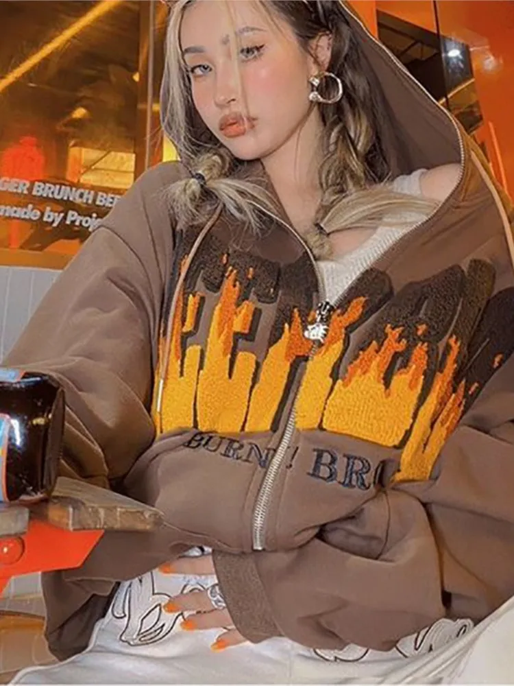 Hip Hop Streetwear Hoodies Women Jacket letter Print Coat Goth Harajuku Y2k Aesthetic Women Vintage Grunge Punk Zip-up Outerwear
Hip Hop Streetwear Hoodies Women Jacket letter Print Coat Goth Harajuku Y2k Aesthetic Women Vintage Grunge Punk Zip-up Outerwear