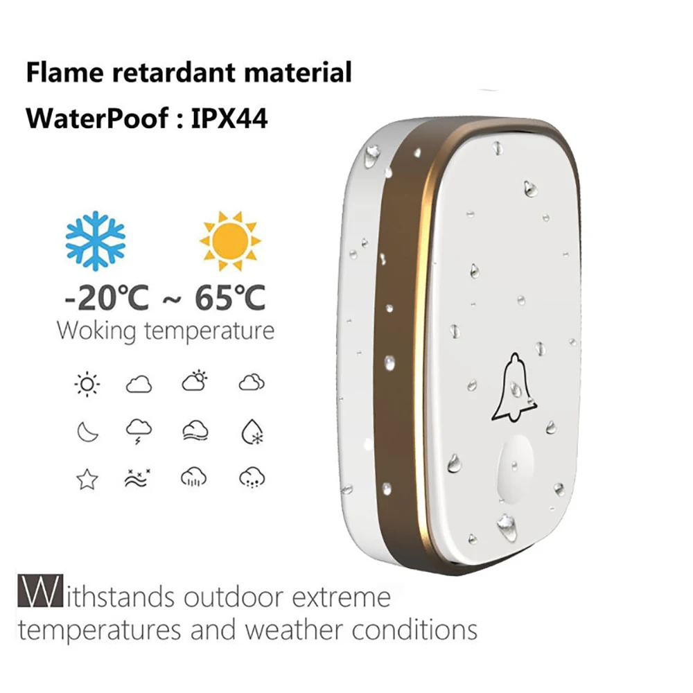 Smart Doorbell Wireless Waterproof Doorbell 300m Range Home Intelligent Door Bell Chime Button Receiver US EU UK Plug
Smart Doorbell Wireless Waterproof Doorbell 300m Range Home Intelligent Door Bell Chime Button Receiver US EU UK Plug
