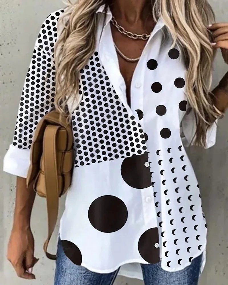 Women Summer Long Sleeve Casual Fashion Polka Dot Moon Print Buttoned Shirt Blouse Shirts Tops
Women Summer Long Sleeve Casual Fashion Polka Dot Moon Print Buttoned Shirt Blouse Shirts Tops