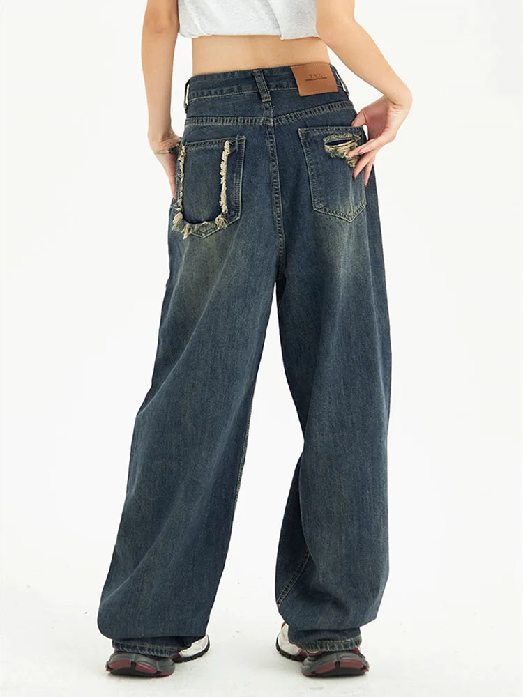2022 Winter Vintage Blue High Waist Women Jeans American Fashion Streetwear Wide Leg Denim Trouser Straight Baggy Denim Pants
2022 Winter Vintage Blue High Waist Women Jeans American Fashion Streetwear Wide Leg Denim Trouser Straight Baggy Denim Pants