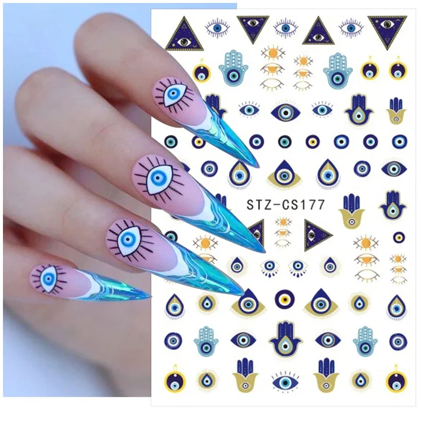 5 Design Nail Art Stickers Water Transfer Decals Evil Eye Slider for Nail Art Decoration Charm DIY Manicure Professional Sticker
5 Design Nail Art Stickers Water Transfer Decals Evil Eye Slider for Nail Art Decoration Charm DIY Manicure Professional Sticker