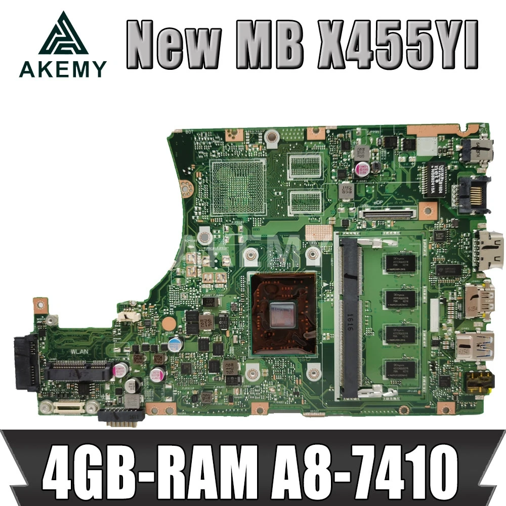 AKMEY X455YI Laptop motherboard For Asus X455YA original mainboard 4GB-RAM A8-7410 CPU
AKMEY X455YI Laptop motherboard For Asus X455YA original mainboard 4GB-RAM A8-7410 CPU