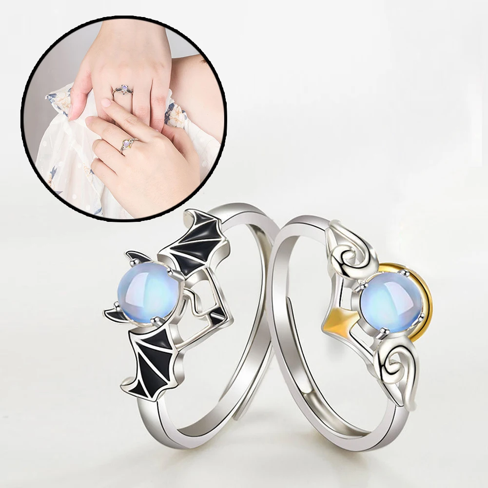Angel Demon Rings For Couples Promise Matching Ring Moonstone Open Adjustable Lovers Ring For Men Women Jewelry Valentine's Gift
Angel Demon Rings For Couples Promise Matching Ring Moonstone Open Adjustable Lovers Ring For Men Women Jewelry Valentine's Gift