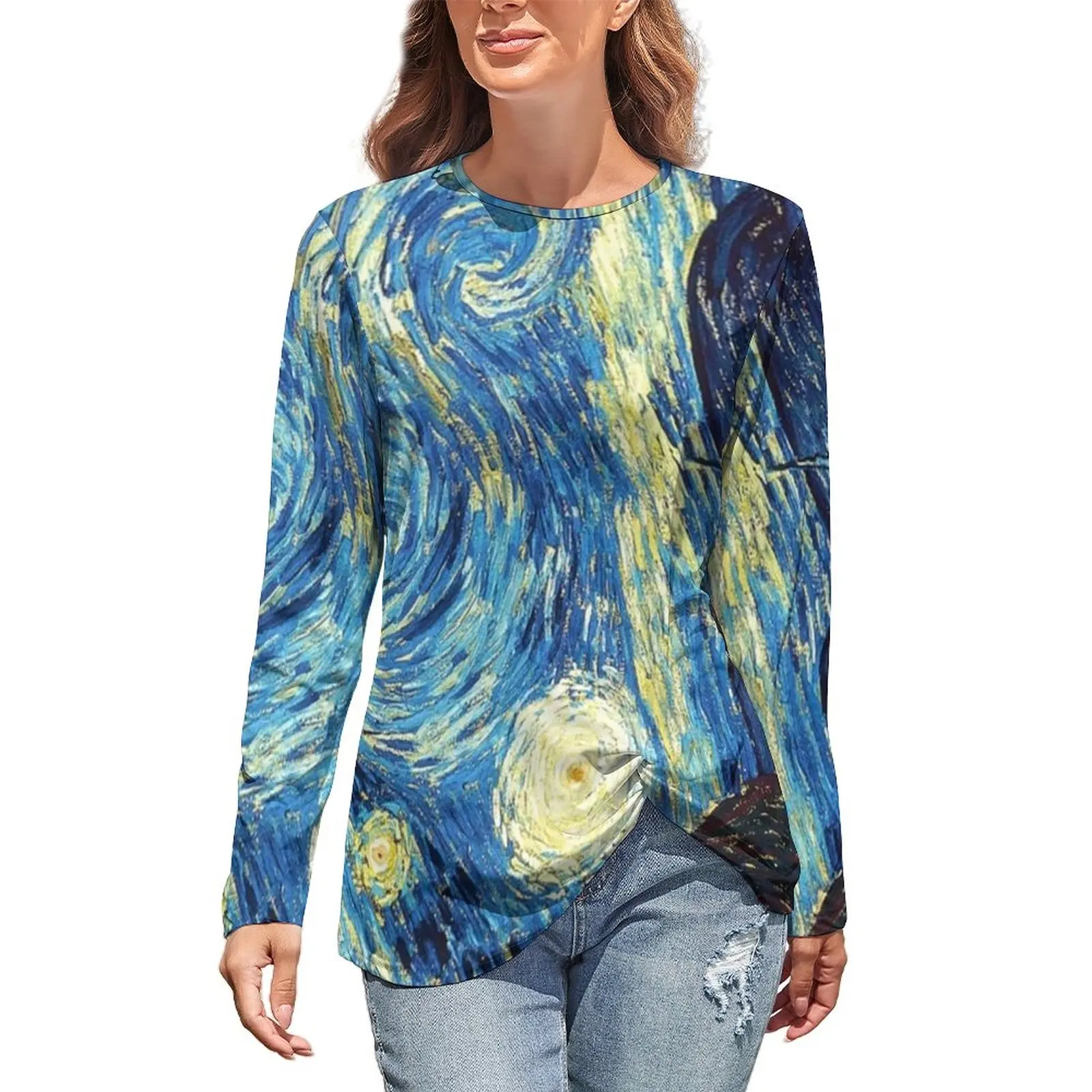 Starry Night T Shirt Vincent Van Gogh Modern Long Sleeve T-Shirts Street Style Oversize Tees Female Print Tops Birthday Present
Starry Night T Shirt Vincent Van Gogh Modern Long Sleeve T-Shirts Street Style Oversize Tees Female Print Tops Birthday Present