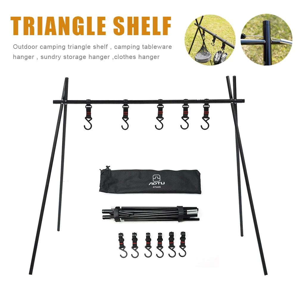 Foldable Triangle Rack Cooking Cookware Hanging Rack Aluminum Alloy Clothes Stand Hanger With Hooks For Outdoor Camping BBQ
Foldable Triangle Rack Cooking Cookware Hanging Rack Aluminum Alloy Clothes Stand Hanger With Hooks For Outdoor Camping BBQ