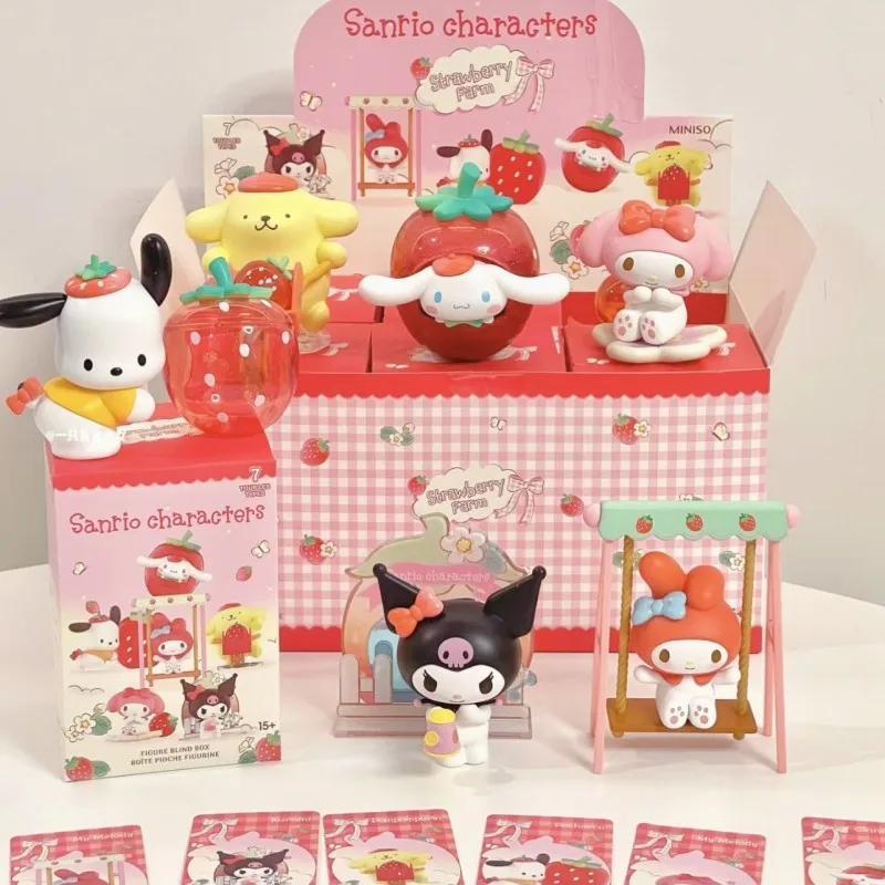 

Sanrio Blind Box Kawaii Strawberry Estate Series Cinnamoroll Kuromi Anime Figure Kawaii Model Collection Caja Ciega Mystery Box