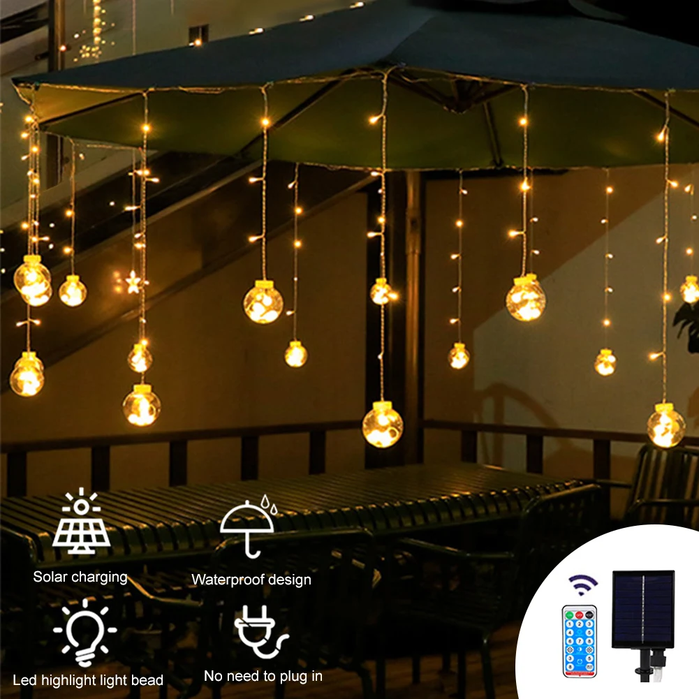 8 modes Solar Garden String Light LED Wishing Ball Hanging Curtain Lights With Remote Fairy Lights Christmas Party Bedroom Decor
8 modes Solar Garden String Light LED Wishing Ball Hanging Curtain Lights With Remote Fairy Lights Christmas Party Bedroom Decor