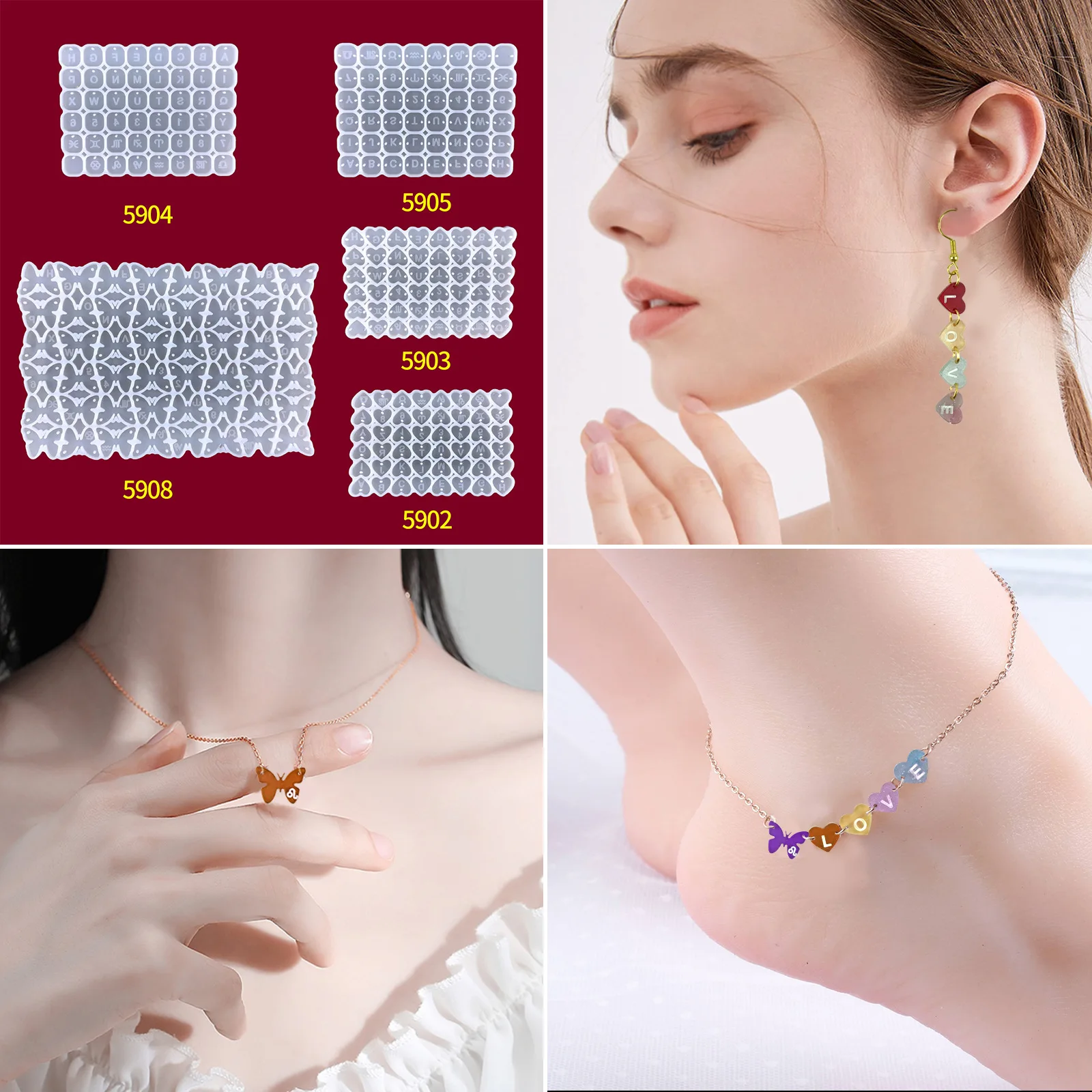 DIY Love Earrings Pendant Silicone Mold For Epoxy Resin Handmade Letter Earring Necklace Bracelet Jewelry Making Casting Mold
DIY Love Earrings Pendant Silicone Mold For Epoxy Resin Handmade Letter Earring Necklace Bracelet Jewelry Making Casting Mold