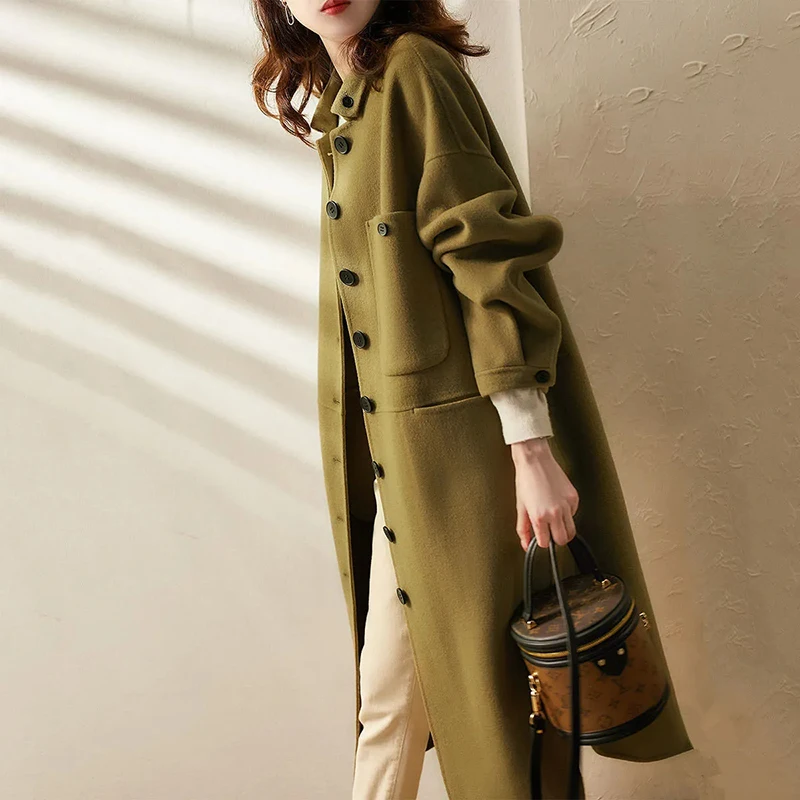 2022 New Women Wool Coat Autumn Winter Single Breasted Button Vintage Long Jacket Elegant Female Blend Fashion Casual Overcoat
2022 New Women Wool Coat Autumn Winter Single Breasted Button Vintage Long Jacket Elegant Female Blend Fashion Casual Overcoat