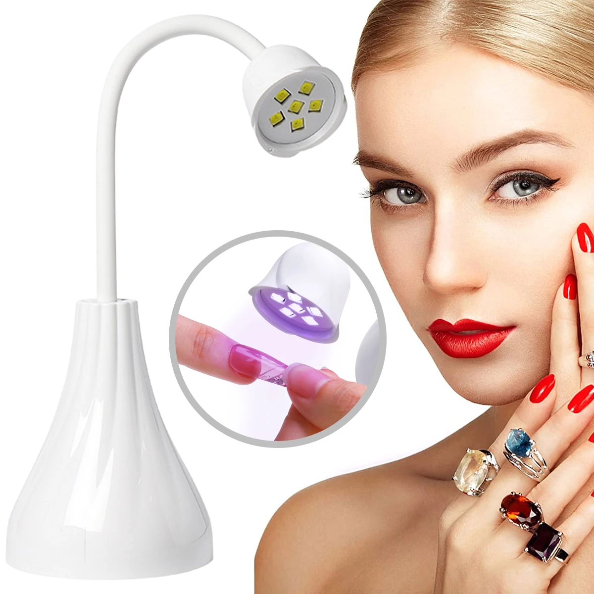 New LED Nail Lamp for Curing Polish Glue Nail Dryer with Rotary Light Head Fast-drying Glue Manicure Light USB Powered Nail Lamp
New LED Nail Lamp for Curing Polish Glue Nail Dryer with Rotary Light Head Fast-drying Glue Manicure Light USB Powered Nail Lamp