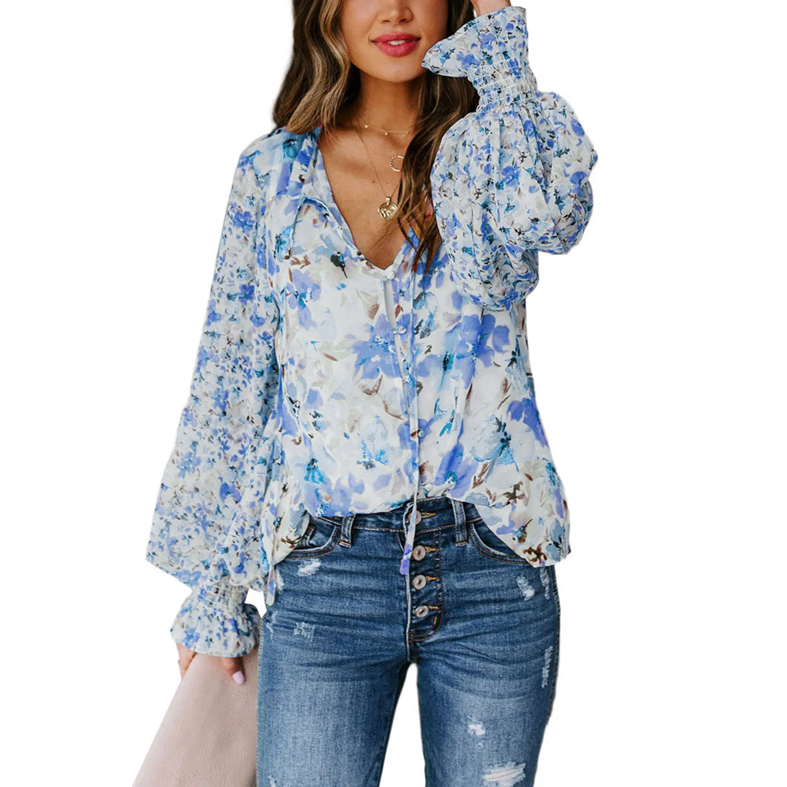 Spring Autumn Women's Long Sleeve Floral Shirt Top Down Collar Button Lantern Sleeve Shirts
Spring Autumn Women's Long Sleeve Floral Shirt Top Down Collar Button Lantern Sleeve Shirts