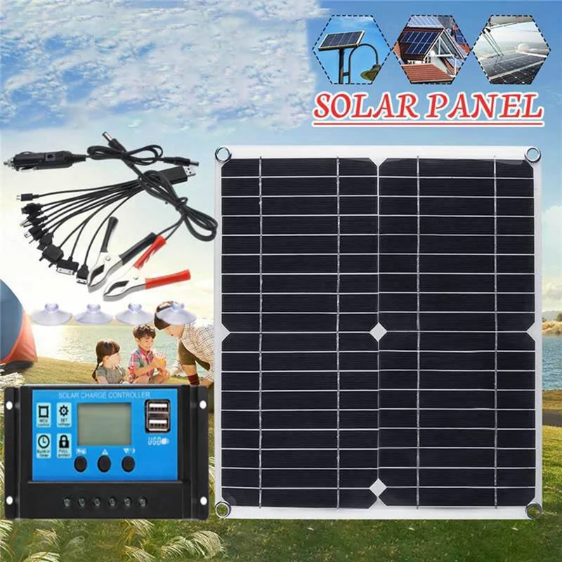 12V Portable Solar Panel Kit 2 USB Charger Port With 60A Solar Charge Controller Off Grid Monocrystalline Module
12V Portable Solar Panel Kit 2 USB Charger Port With 60A Solar Charge Controller Off Grid Monocrystalline Module