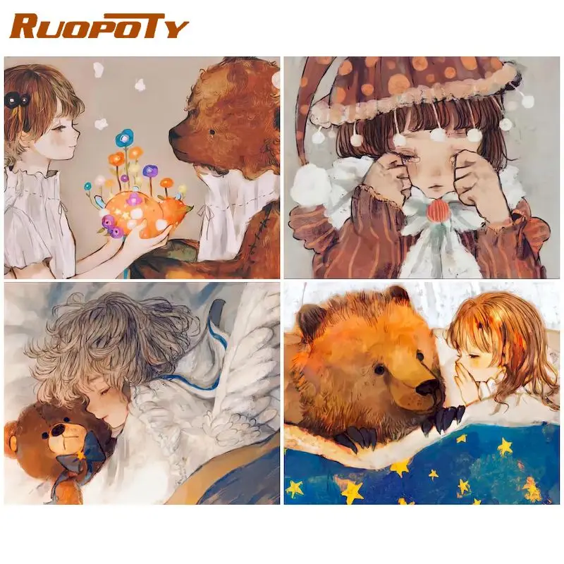 RUOPOTY DIY Pictures By Number girl and bear Kits Painting By Numbers Animal Drawing On Canvas Acrylic Picture Art Gift Home Dec
RUOPOTY DIY Pictures By Number girl and bear Kits Painting By Numbers Animal Drawing On Canvas Acrylic Picture Art Gift Home Dec