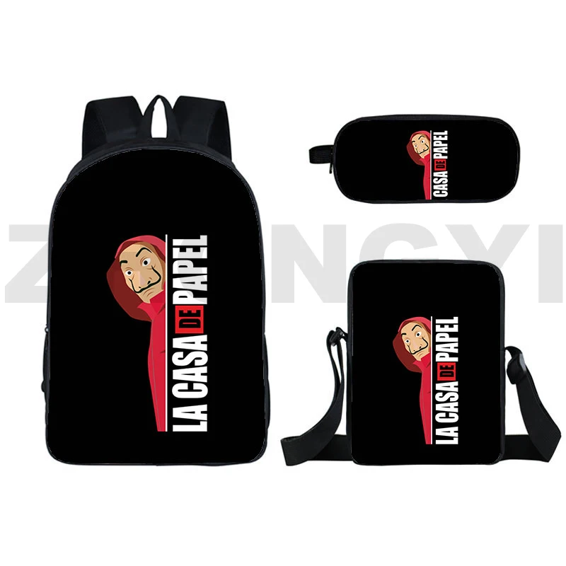 3 Pcs/Set Trend 3D La Casa De Papel Backpacks 16 Inch Large Capacity Laptop Bella Ciao Bookbag Money Heist Anime Mens Bookbag
3 Pcs/Set Trend 3D La Casa De Papel Backpacks 16 Inch Large Capacity Laptop Bella Ciao Bookbag Money Heist Anime Mens Bookbag